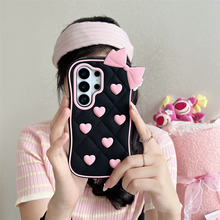 立体粉色蝴蝶结爱心三星S26适用荣耀X9B/X9C手机壳套传音防摔vivo