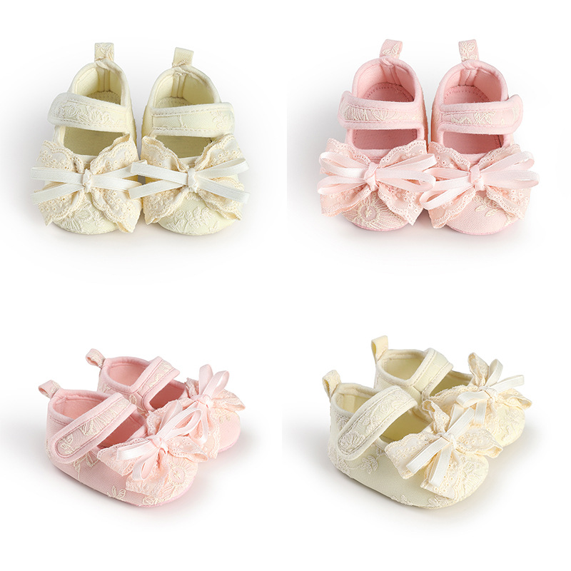 Baby Shoes Spring and Summer Soft-Soled Toddler Shoes 0-3-6 Months Baby Girl Princess Style Newborn Breathable Cloth Shoes