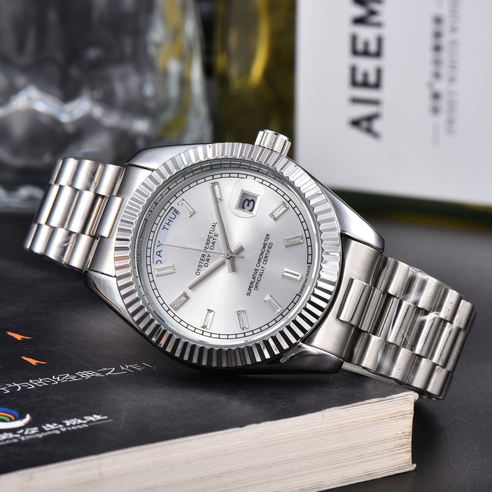 2025男士腕表双日历机械表劳家系列商务外贸风厂家批发代发