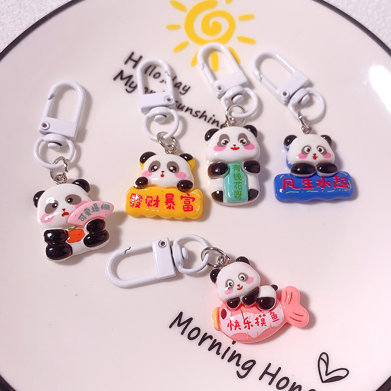 Caricatura rica panda llavero encantador inspirador escritura QMeng bolso colgante bolso de niña bolsa de regalo