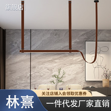 简约皮带吊灯意大利北欧餐厅吧台岛台灯办公书房长条灯个性设计