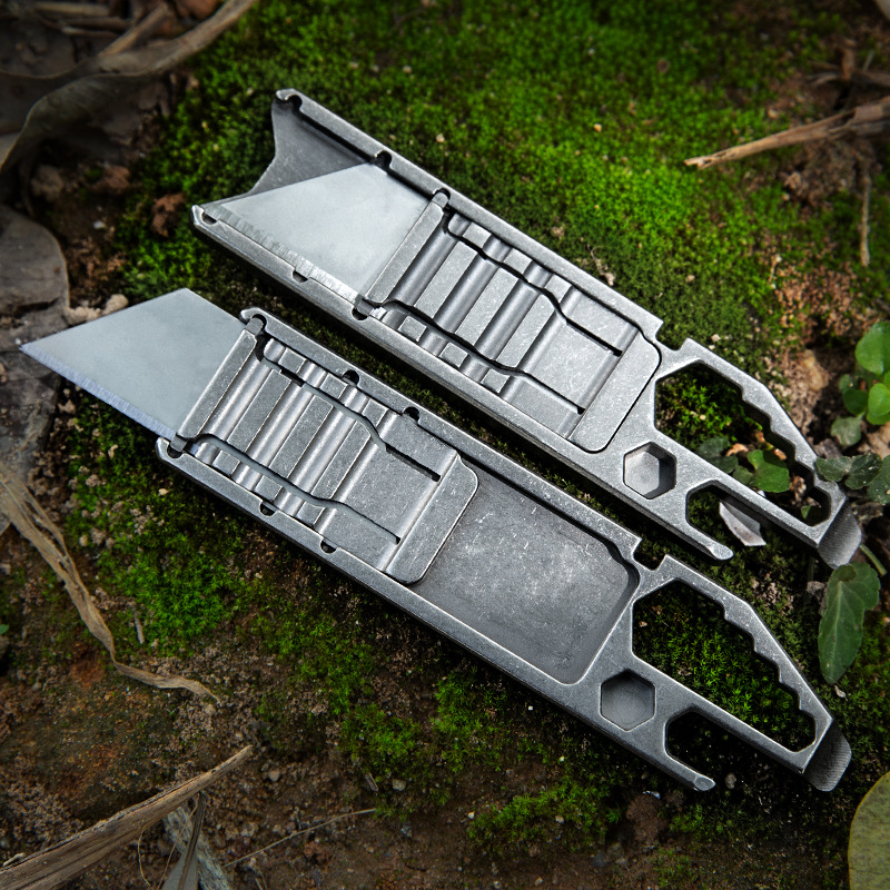 Aleación de titanio cuchillo de escalera multifuncional EDC arte cuchillo de autodefensa táctico cuchillo de cuero cortador de papel desembalaje dispositivo papel pintado cuchillo