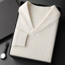 男士青果领加厚100纯山羊绒衫秋冬新款高端休闲男打底全羊绒毛衣