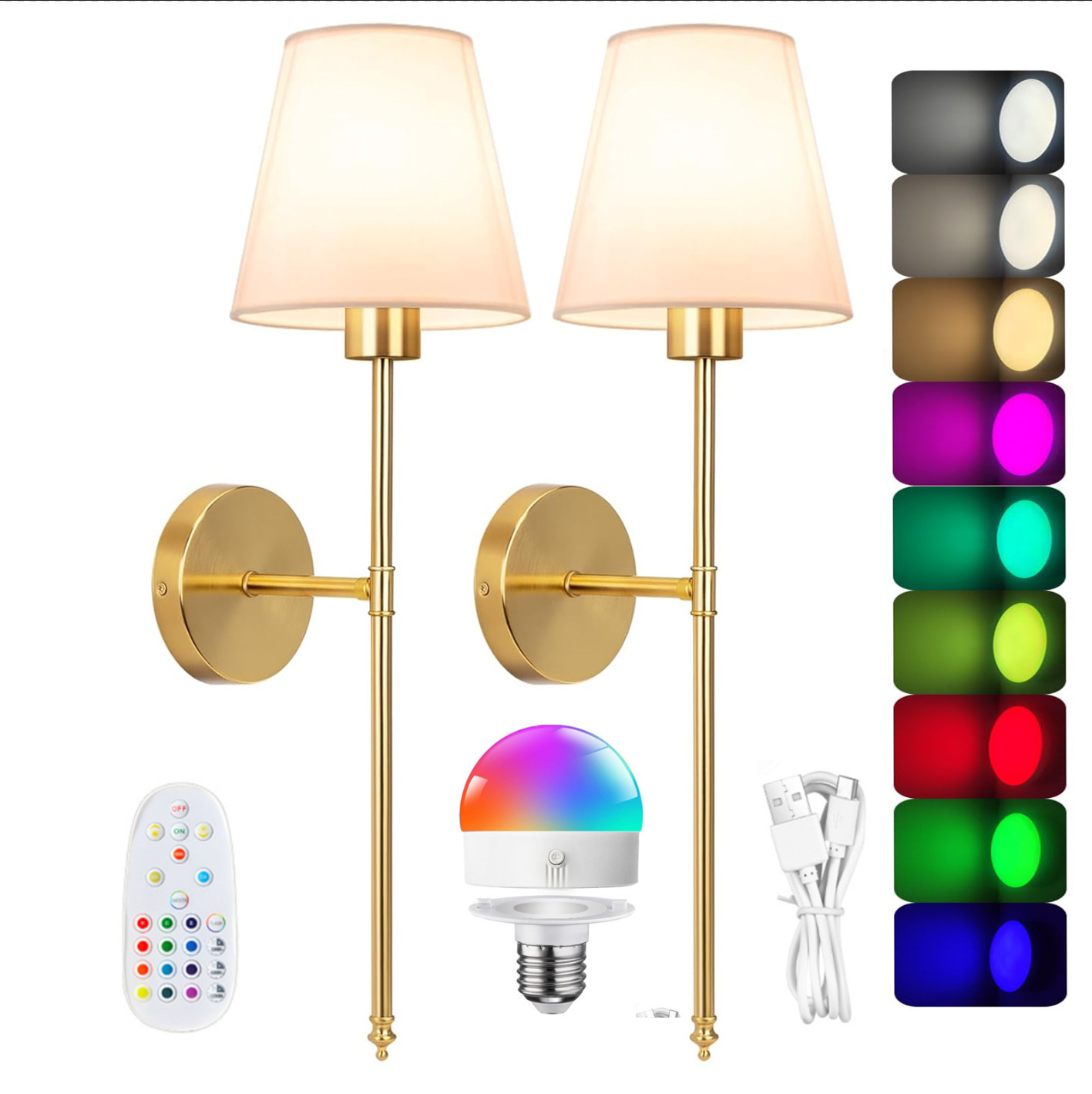 北欧壁灯床头灯ed现代客厅背景墙酒店走廊卧室床头遥控灯七彩灯