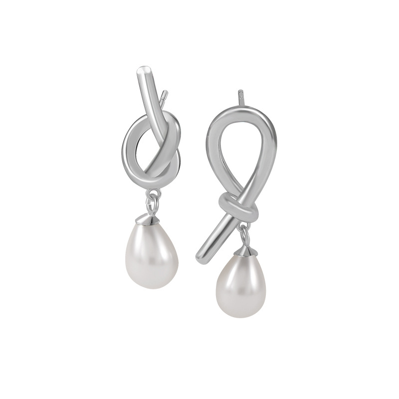 Diseño personalizado perla pendientes S925 plata esterlina nueva moda Corea del Sur elegante Internet celebridad irregular pendientes para las mujeres