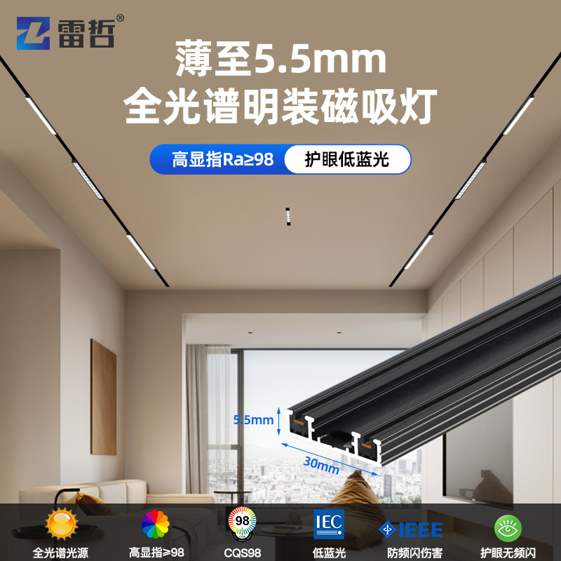 Surface-Mounted Main Light-Free Ultra-Thin Magnetic Track Spotlight Full Spectrum Line Light Floodlight Living Room Bedroom Aisle Lighting