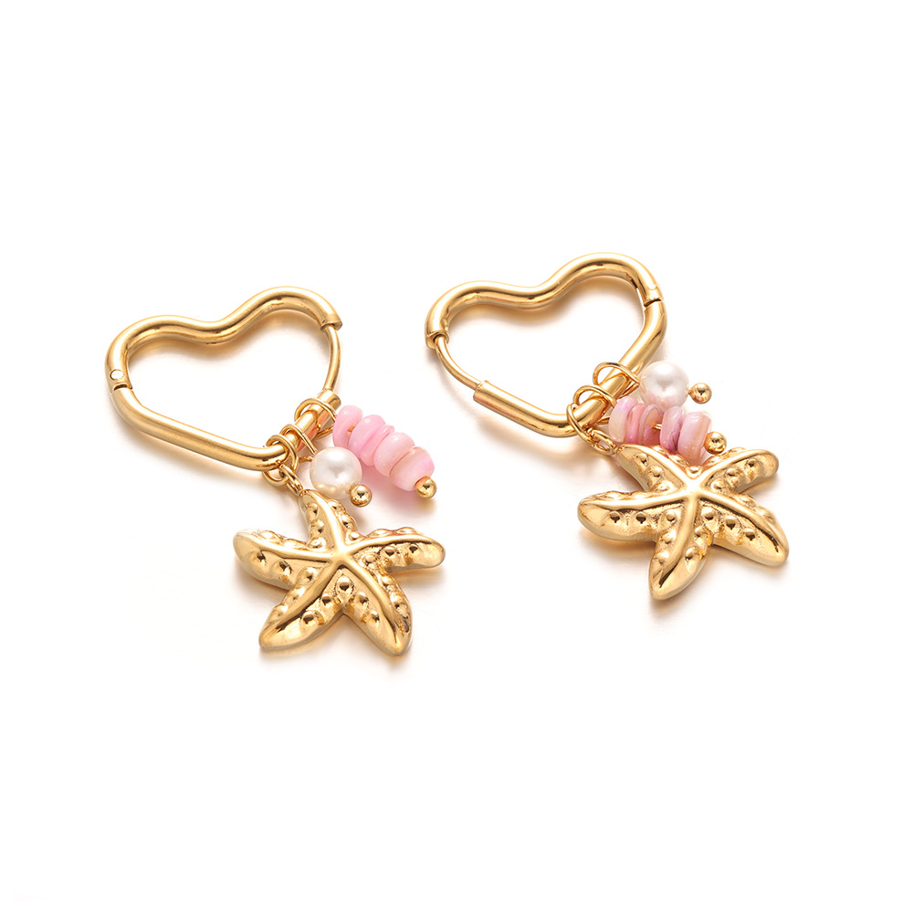Taena Cross-border Ocean Fashion Orejas de todo fósforo Pendientes de estrella de mar de acero inoxidable de oro de 18K Pendientes de diseño retro