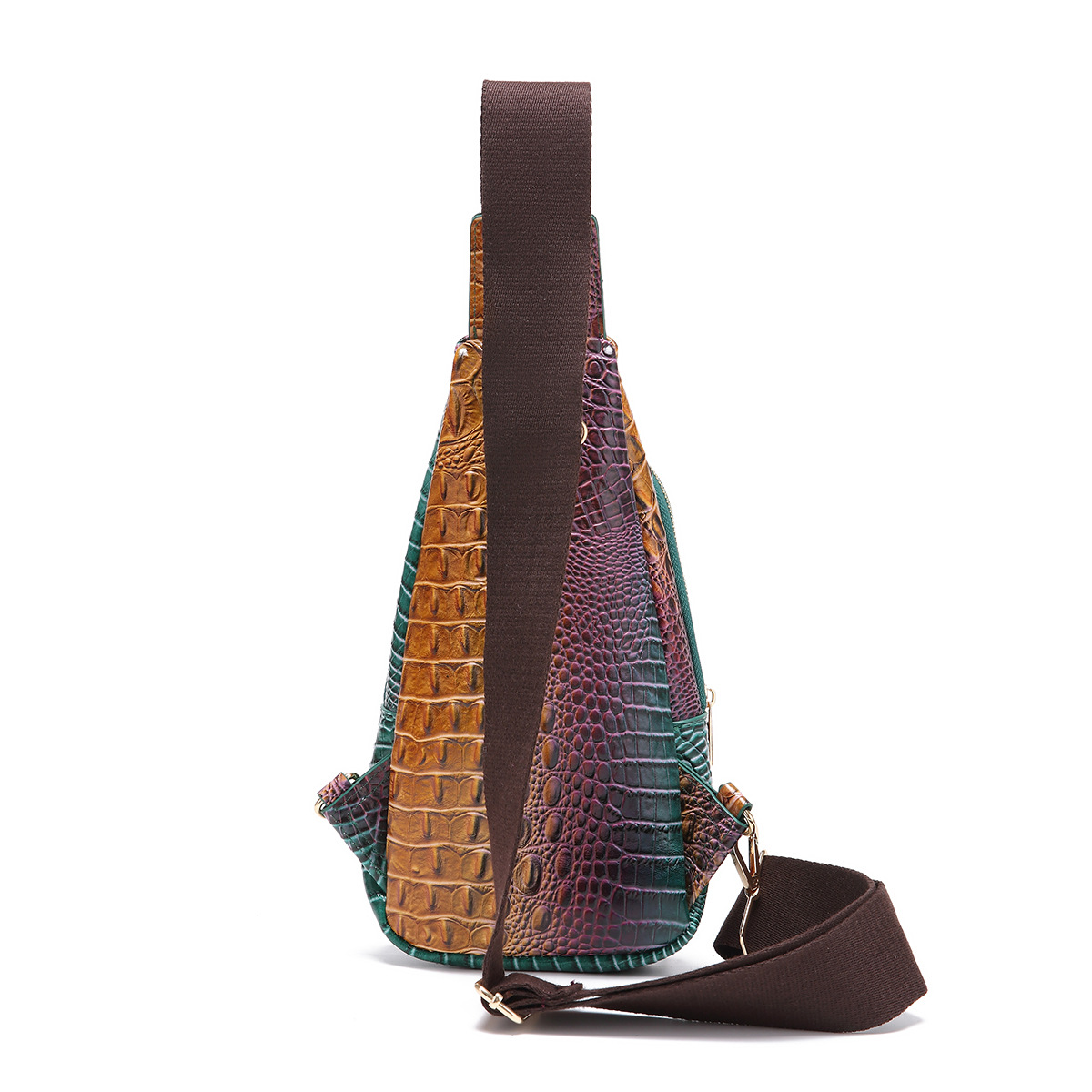 Retro Women's Chest Bag With Crocodile Pattern And Wide Strap_voghion.com