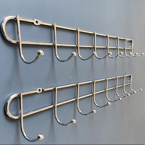 A row of sticky hooks without punching, load-bearing, traceless hooks, kitchen and bathroom wall-mounted long punched clothes hooks