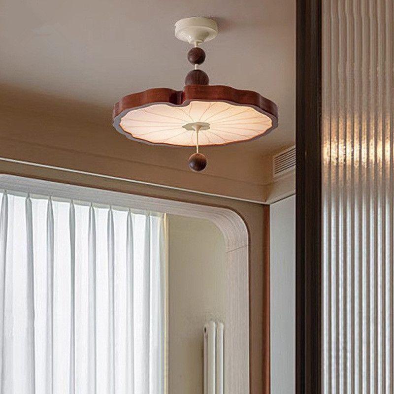 Dormitorio francés, estética retro de la dinastía Song, iluminación de la habitación, atmósfera antigua, estudio de madera maciza, lámpara de comedor, candelabro de hoja de loto