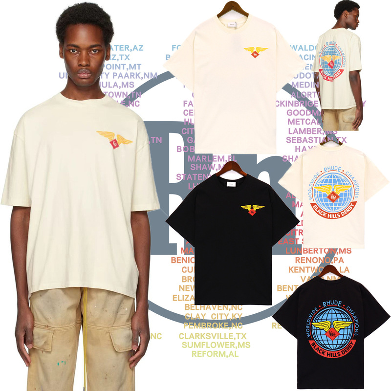 Correct Version of Foreign Trade Cross-Border American Trendy Brand Rhude Letter Pure Cotton Printed Short-Sleeved T-Shirt for Men and Women High Street Half-Sleeve Shirt Correct Version of Foreign Trade Cross-Border American Trendy Brand Rhude Letter Pure Cotton Printed Short-Sleeved T-Shirt for Men and Women High Street Half-Sleeve Shirt
