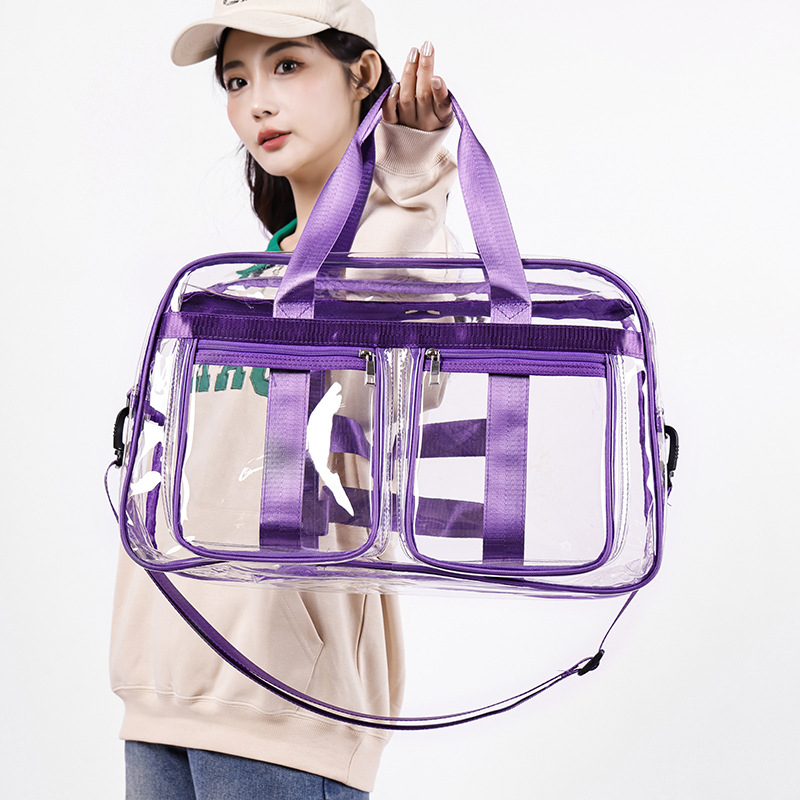 Pvc Transparent Travel Bag Women's Large Capacity Backpack Men's Fashionable Stylish Backpack Fully Transparent Waterproof Student School Bag 40 Silk