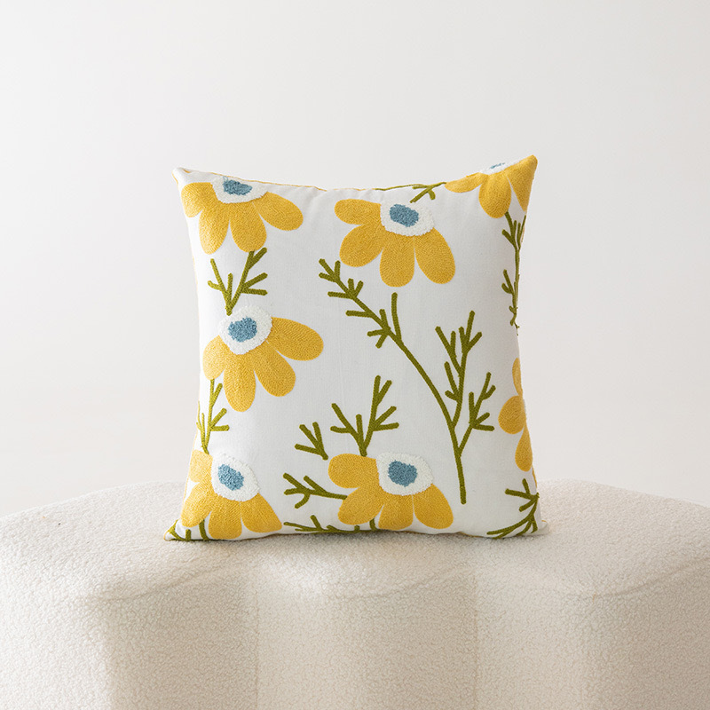 Funda de cojín bordada con diseño floral para comercio transfronterizo, estilo bohemio marroquí, para sofá, con mechones de terciopelo