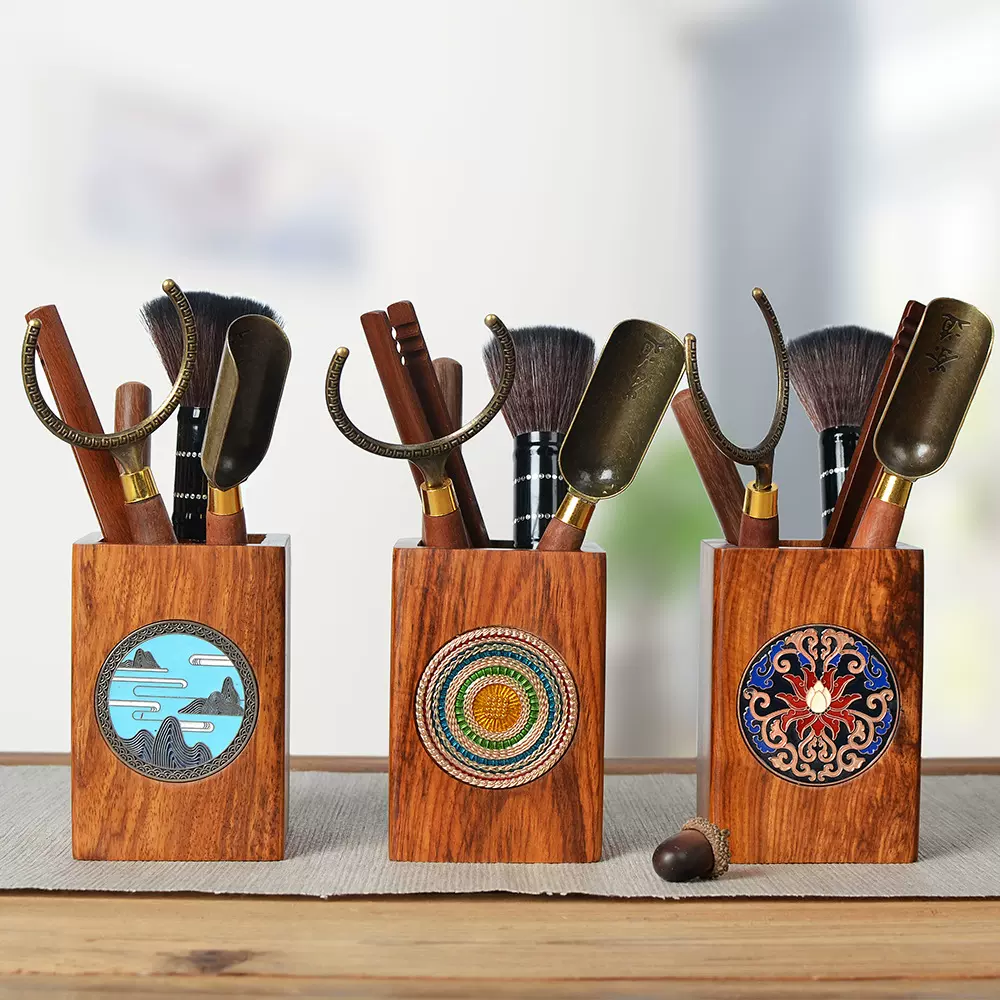 花梨木茶道六君子套装功夫茶具配件大全喝茶用品夹子刷子泡茶工具