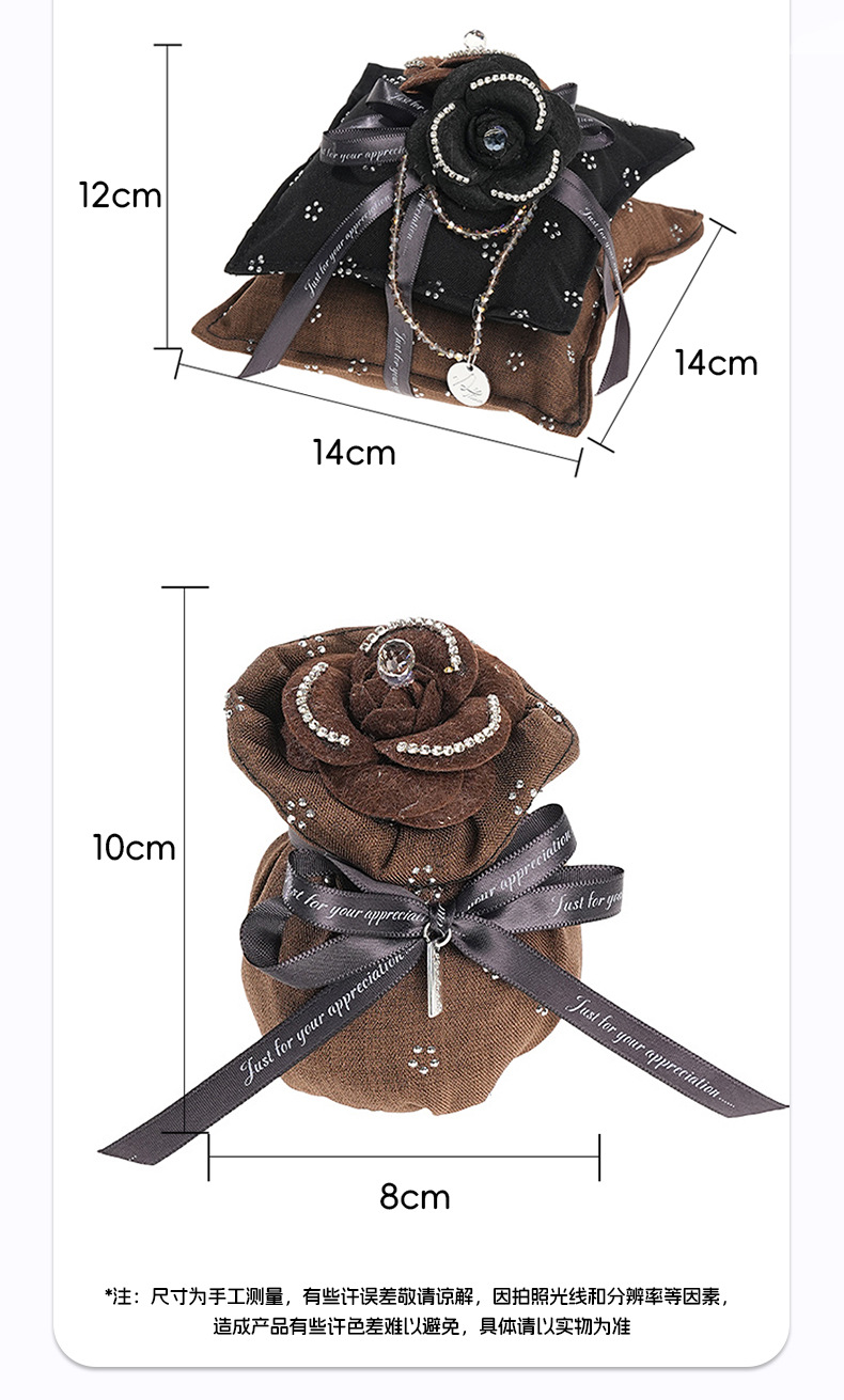 Camellia Car Bamboo Charcoal Bag New Model with Rhinestones Car Decoration Ornament New Car Odor Removal Activated Carbon Bag for Car Interior Use