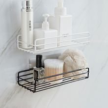 铁艺浴室置物架 壁挂浴室收纳架方形免打孔 无痕整理架储物架子