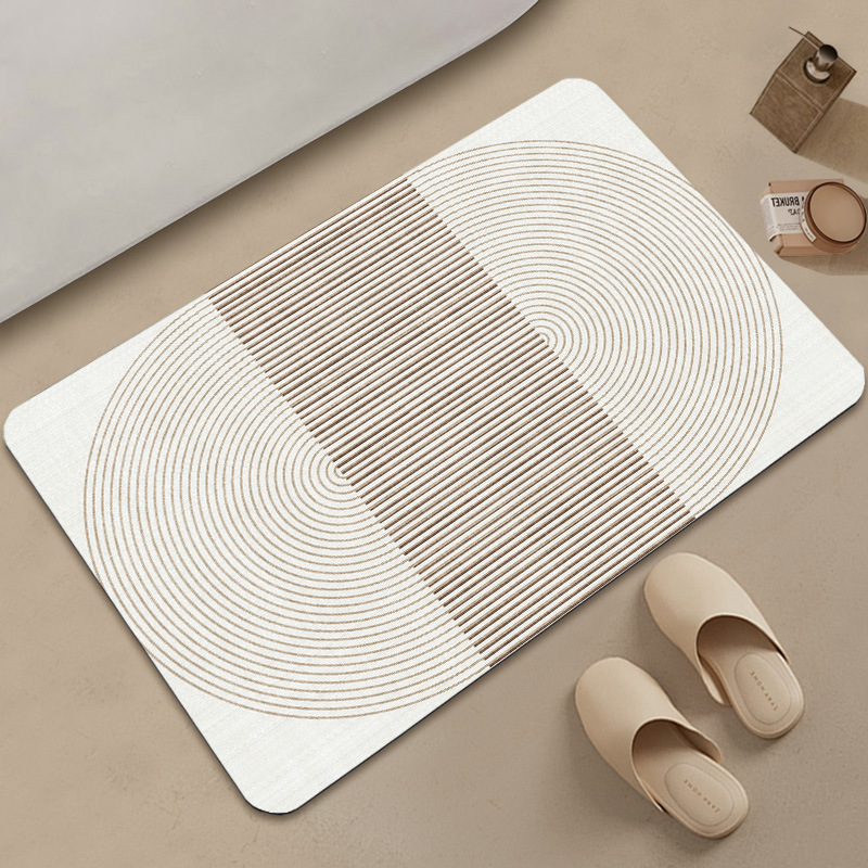 Japanese Striped Diatomite Bath Mat Non-slip Quick-drying Floor_voghion.com