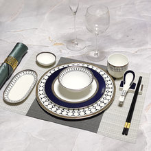 跨境热销骨瓷优质厂家直销陶瓷碗碟盘子勺子欧式高级酒店餐具套装
