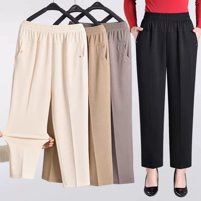 Толстая толстая мама большого размера летние тонкие женские брюки маленькие сиськи бабушка эластичная глубокая промежность укороченные брюки среднего и пожилого возраста