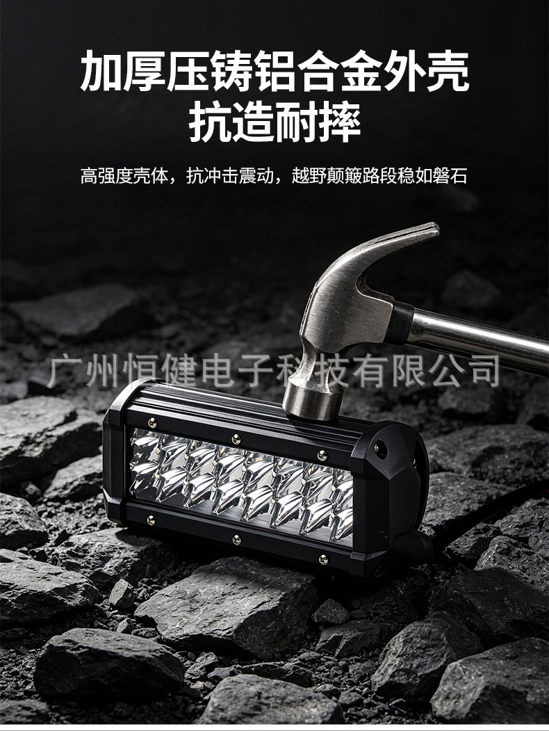 24-LED Car Work Light 7inch Off-Road Spotlight IP67 Waterproof Roof-Mounted Auxiliary Light for Truck Repair