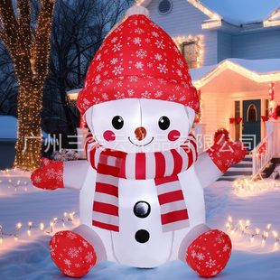 Cross-Border Christmas Inflatable Christmas Cute Snowman Inflatable Led Light Luminous Decoration Outdoor Courtyard Cartoon Ornaments