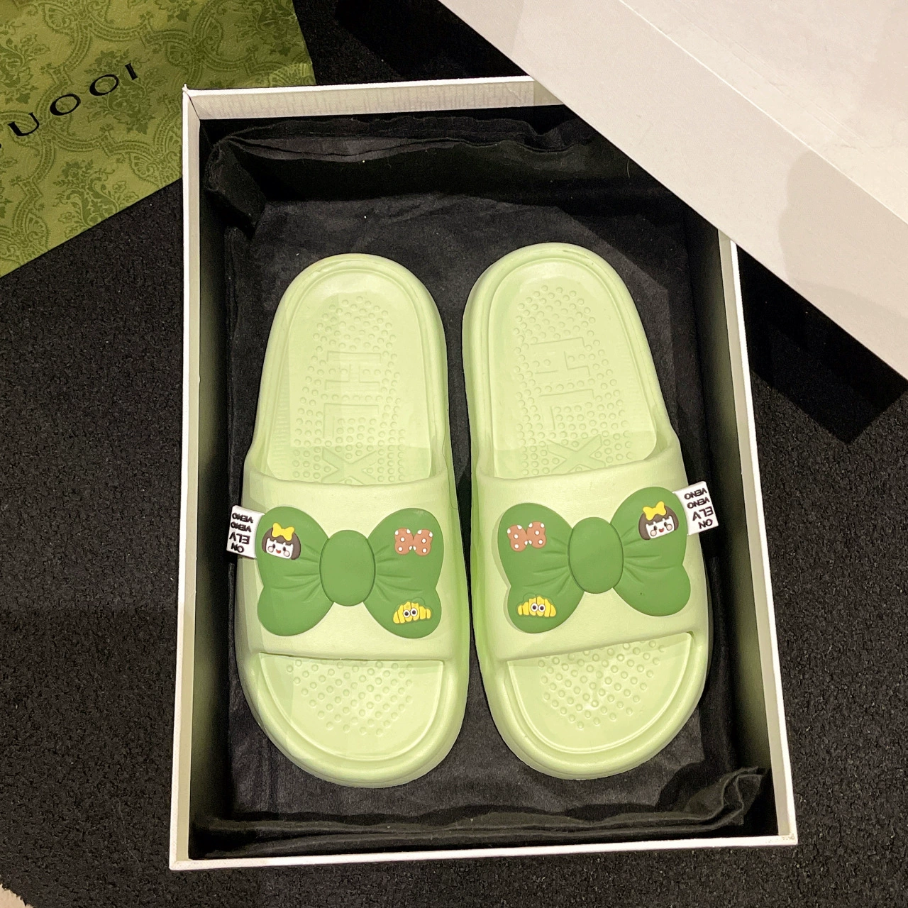 EVA нескользящий мультфильм с бантом на толстой подошвы прохладный таранка Летняя леди носить милые новые домашние ванны