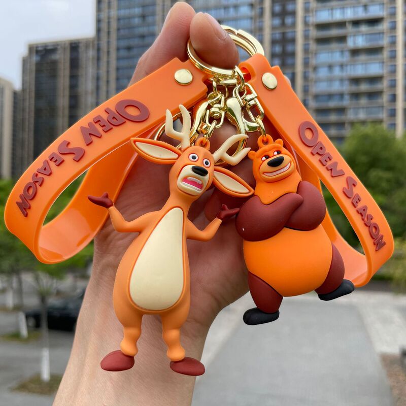 Cross-border jungle big return attack key chain cute brown bear Boog doll bag pendant car pendant small gift