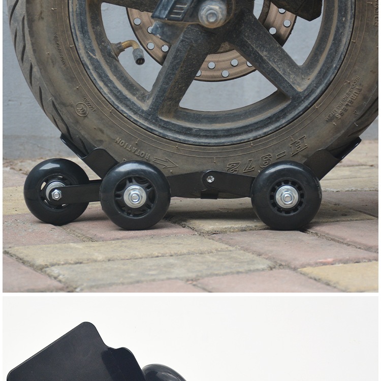 Motorcycle self-rescuer for flat tires, emergency tire booster, universal wheel device for moving vehicles, electric vehicle booster, motorcycle tow truck, vehicle mover