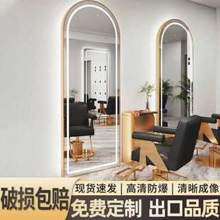 ✅ Trendy Hair Salon Mirror Table Wall-Mounted Simple Hair Salon Floor Mirror Led Perm and Dye Mirror Table Touch