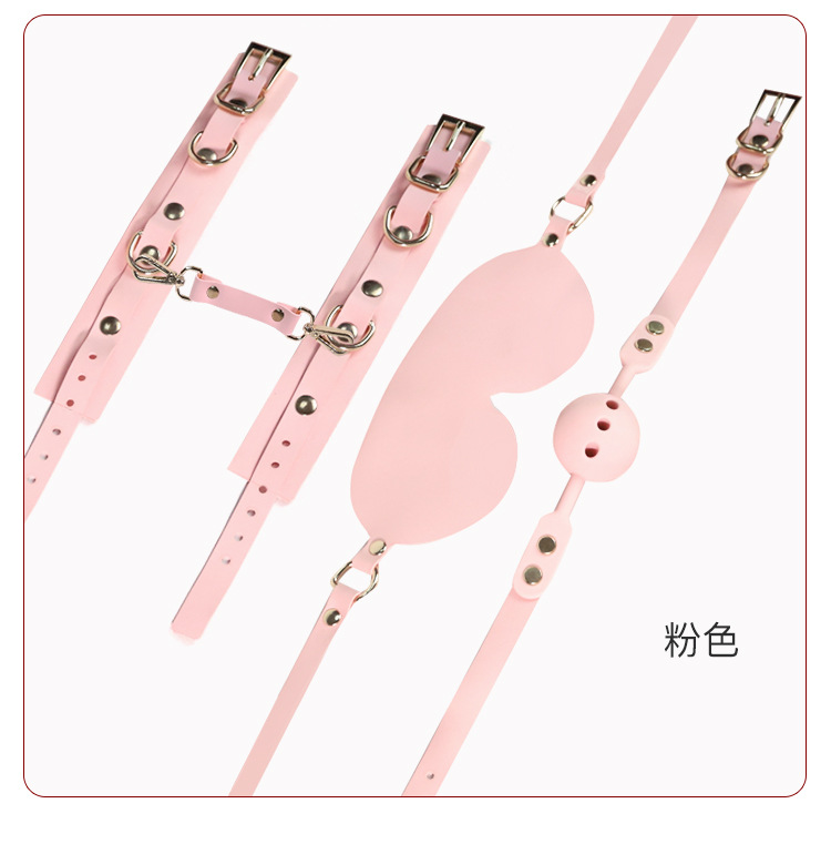 Silicone Bondage Kit with Mouth Gag, Handcuffs and Eye Mask for Couples — detail image 25