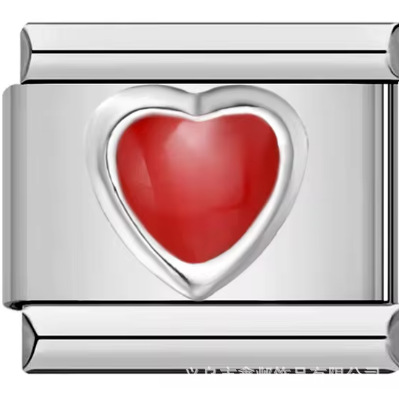 AliExpress Venta caliente DIY9mm módulo pulsera amor corazón doble melocotón corazón joya serie de costura de acero inoxidable pulsera de una sola pieza