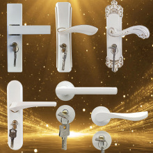 白色简约木门锁室内铝合金房门锁卧室房间把手瓷白50静音套装门锁