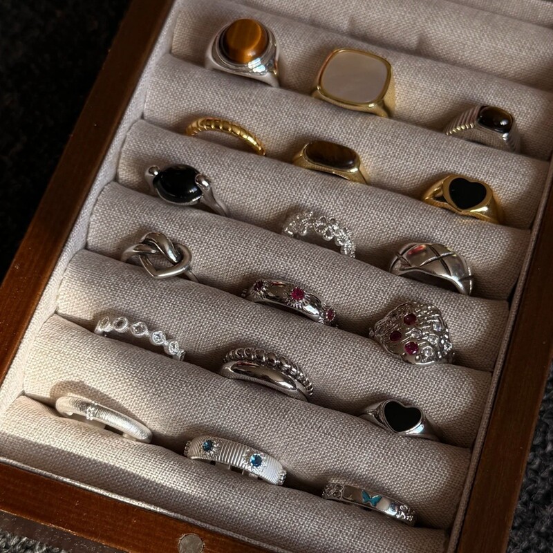 New s925 sterling silver ring women's non-fading fashion trend niche retro high-end sense of personality open food ring