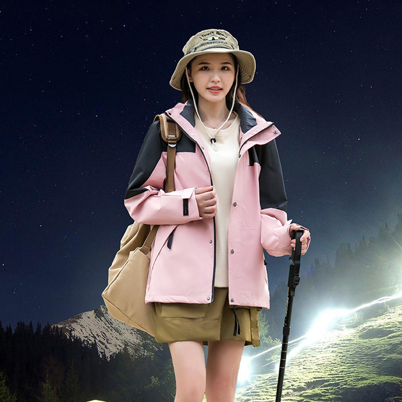 2025 Color-Blocked Mountaineering Jacket for Men, Waterproof and Windproof, with Detachable Hood, Sports Jacket for Men and Women, Breathable and Quick-Drying