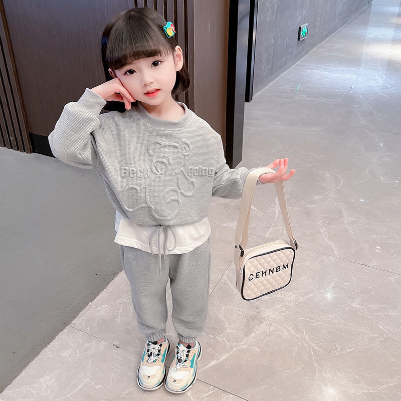 Completo due pezzi bambini in maglia waffle maniche lunghe_voghion.com