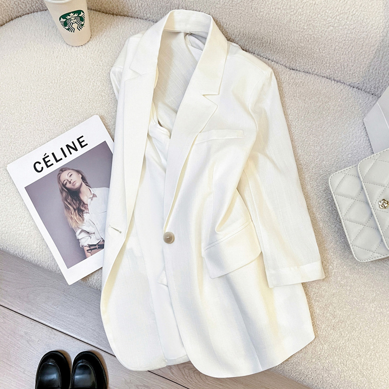 Summer Lightweight White Blazer for Women 2026 New Summer Style High-End Commuter Casual Elegant Suit Jacket