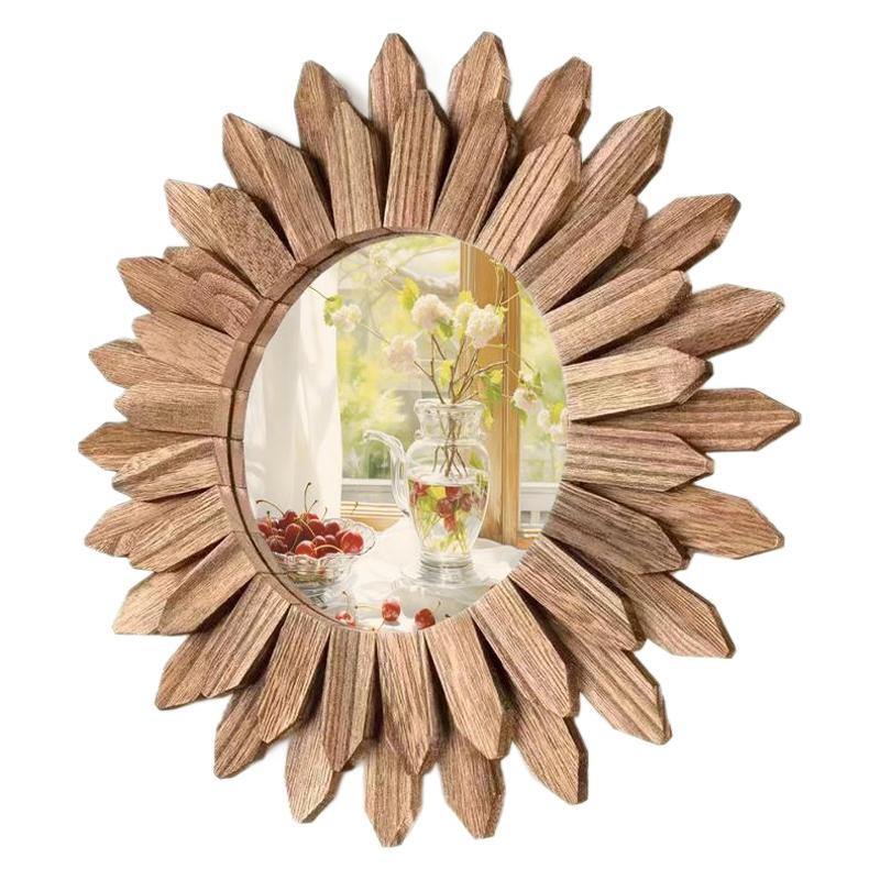 Espejo retro transfronterizo decorativo de estilo rústico vestidor colgante de pared espejo de viento occidental flor de pared belleza
