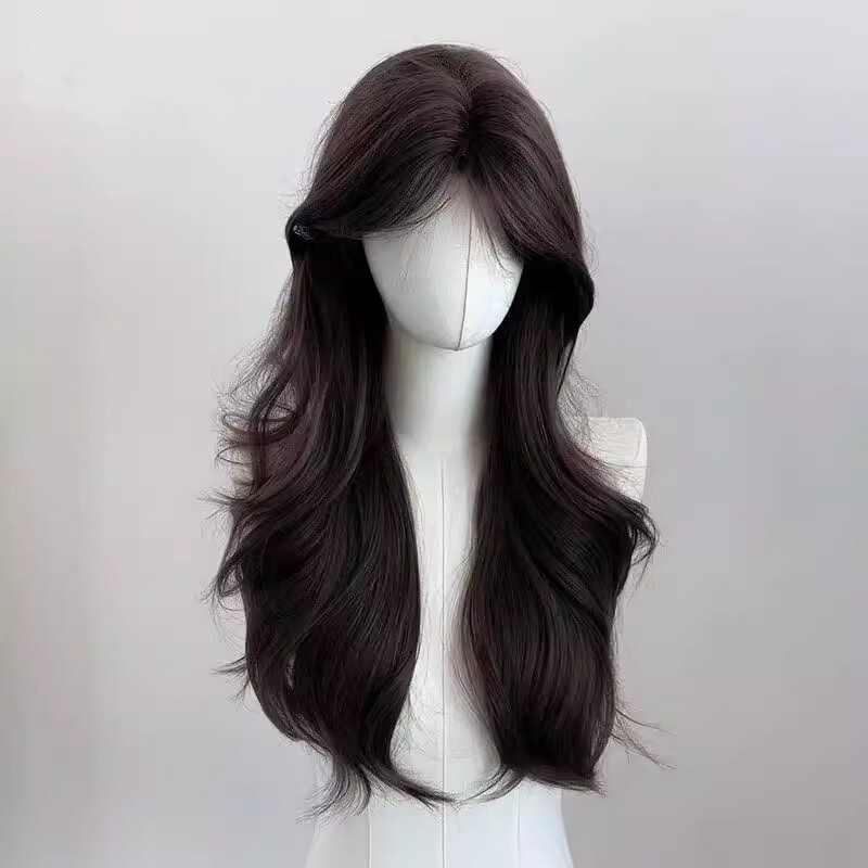 Women's Full Wig with Middle Parting, Wavy Bangs, Large Waves, Everyday Fluffy and Relaxed Long Curly Hair, Suitable for Square and Round Faces Women's Full Wig with Middle Parting, Wavy Bangs, Large Waves, Everyday Fluffy and Relaxed Long Curly Hair, Suitable for Square and Round Faces