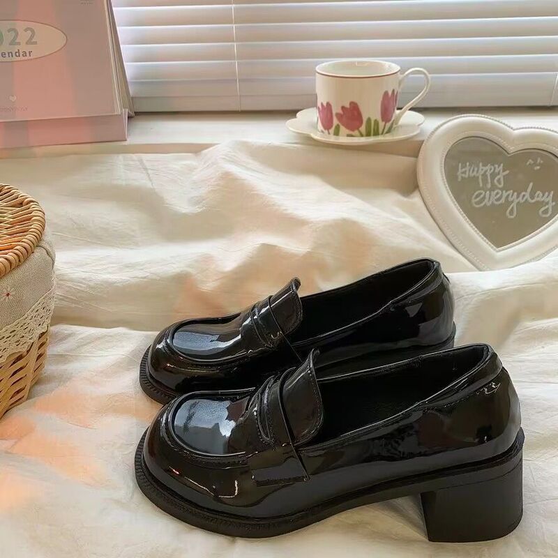 Black High-Heeled Shoes, Large Size Women's Shoes, New Japanese Style Style Jk Small Leather Shoes, Women's British Style Retro Thick Heel Mary Jane Shoes Black High-Heeled Shoes, Large Size Women's Shoes, New Japanese Style Style Jk Small Leather Shoes, Women's British Style Retro Thick Heel Mary Jane Shoes