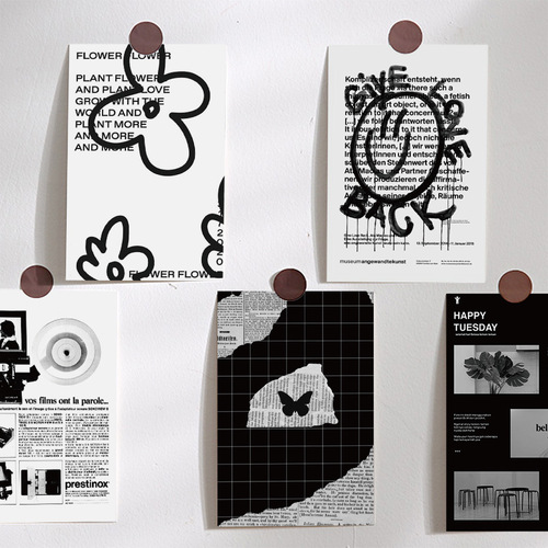 10 pieces of niche high-end black and white story card postcards home wall photo material minimalist self-adhesive decoration