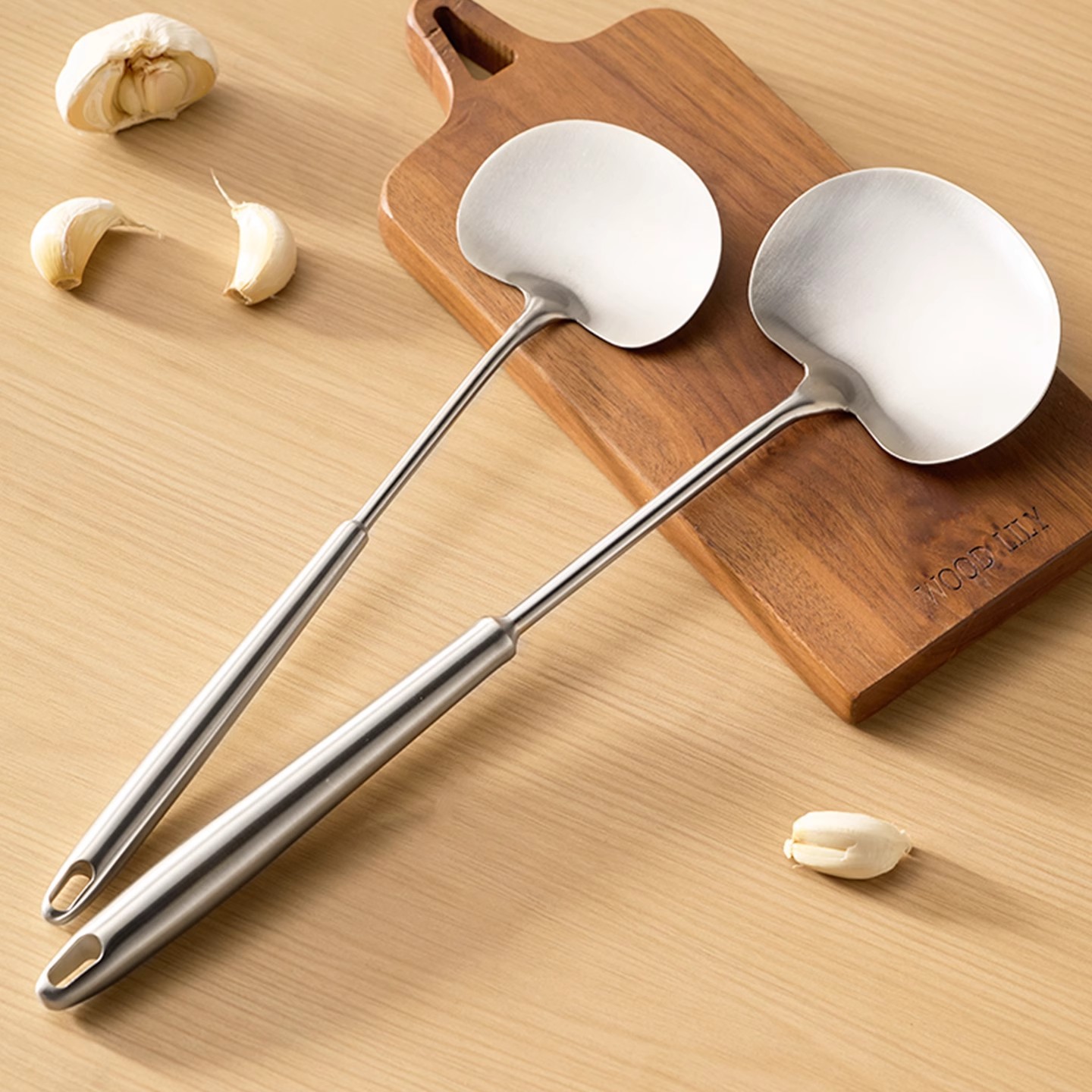 두꺼운 304 스테인레스 스틸 버섯 주걱 가정용 주걱 세트 주방 화상 방지 프라이팬 주걱 올인원 올 스틸 프라이팬 주걱