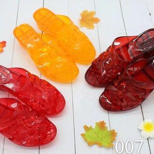 Summer New Ladies Solid Color Plastic Crystal Sandals and Slippers Indoor and Outdoor Non-slip Wear-resistant Crystal Shoes Wuchuan Direct Batch