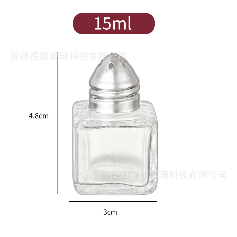 Agujero condimento botella de vidrio portátil al aire libre barbacoa condimento sub-botella hogar condimento botella pequeño tamaño cuadrado condimento tarro