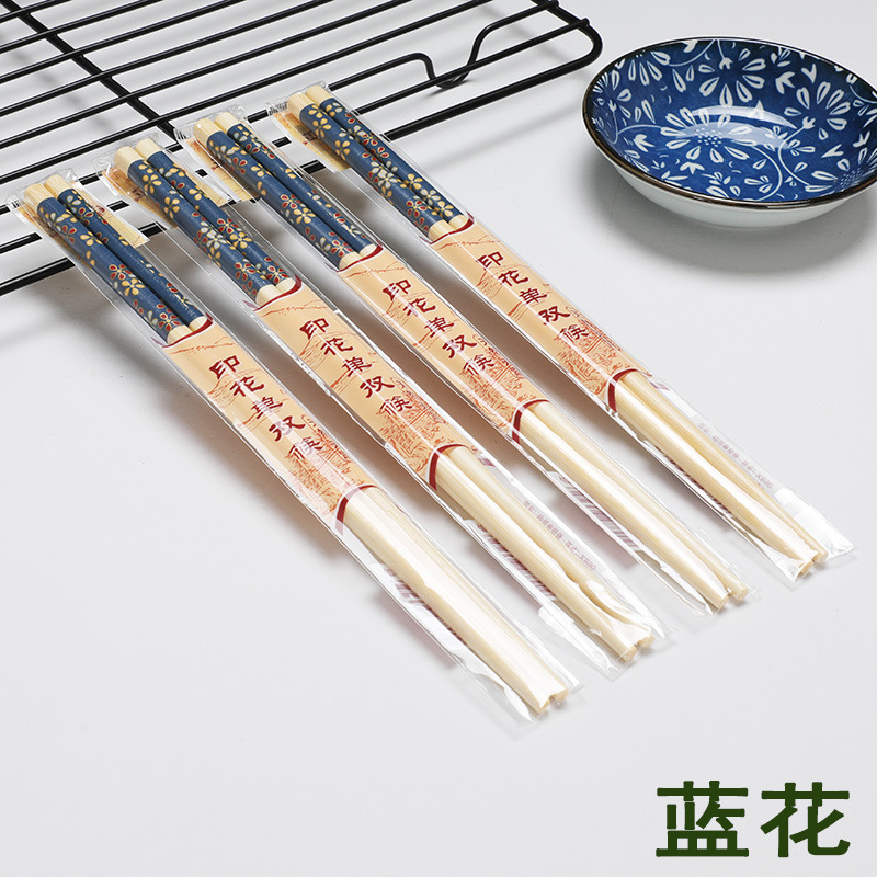 인쇄 된 싱글 및 더블 젓가락 X890 개별적으로 포장 된 푸른 꽃