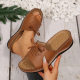 2025 New Foreign Trade Summer Wedge Fishmouth Slippers Women's Shoes Casual plus size Chunky Slippers Bow Solid Color