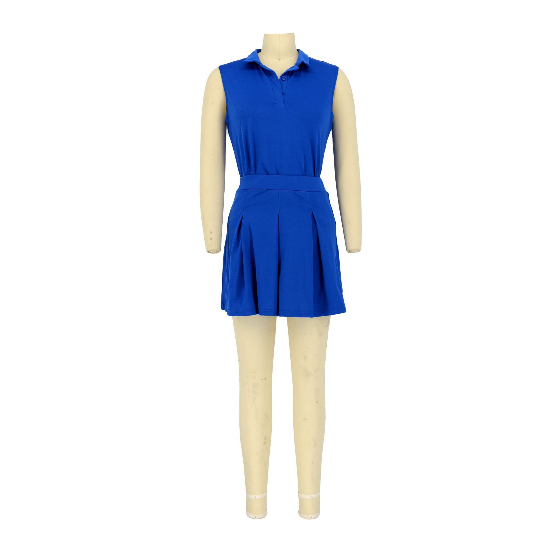 Women Clothing Short Skirt Two Piece Sleeveless Vest Suit Summer Polo Shirt