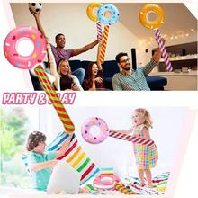 环保PVC充气棒甜甜圈棒锤玩具创意儿童彩色甜甜圈互动棒棒糖玩具