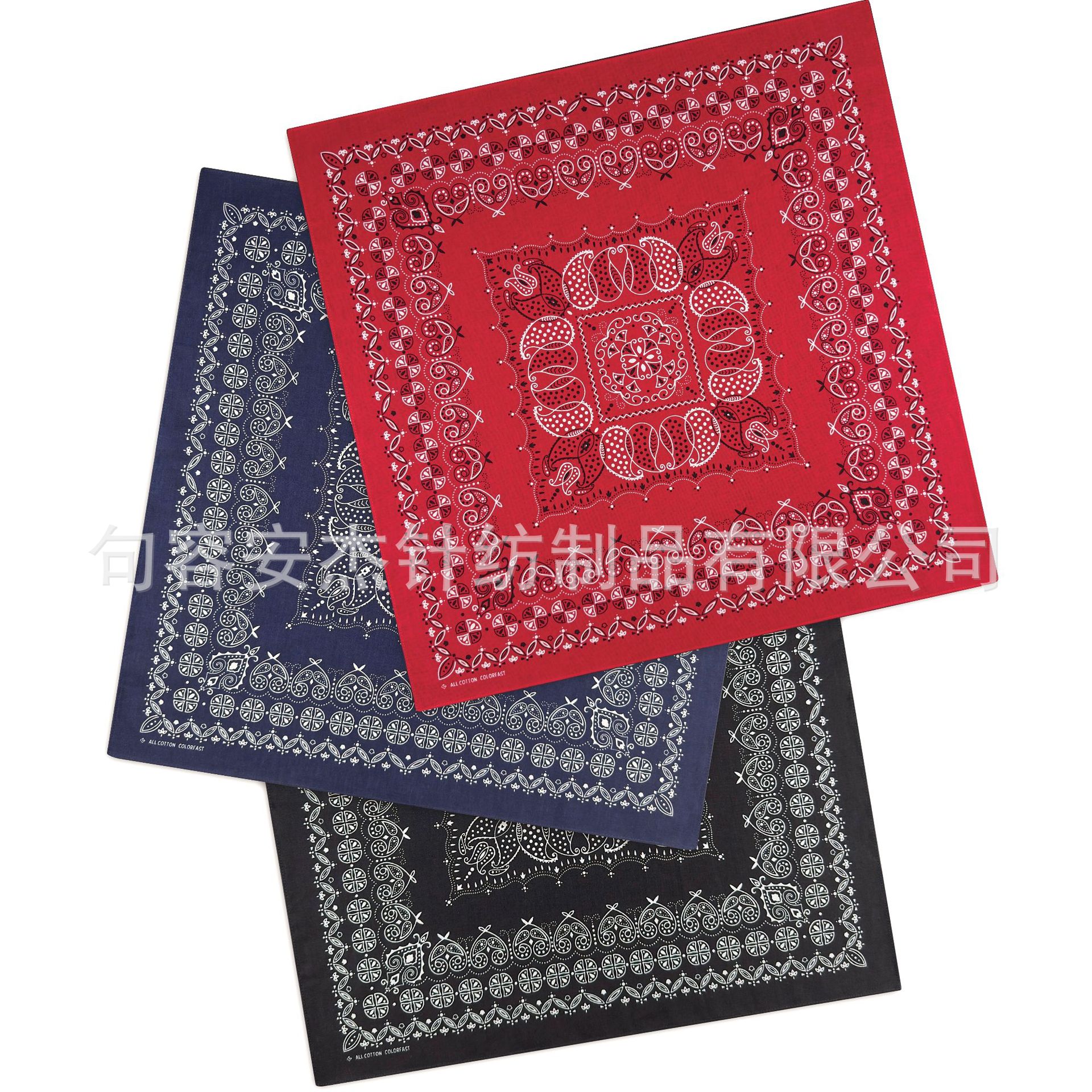 Cotton 55x 55CM American Retro Printed Square Scarf Outdoor Riding Scarf Face Scarf Cashew Flower Street Dance Scarf