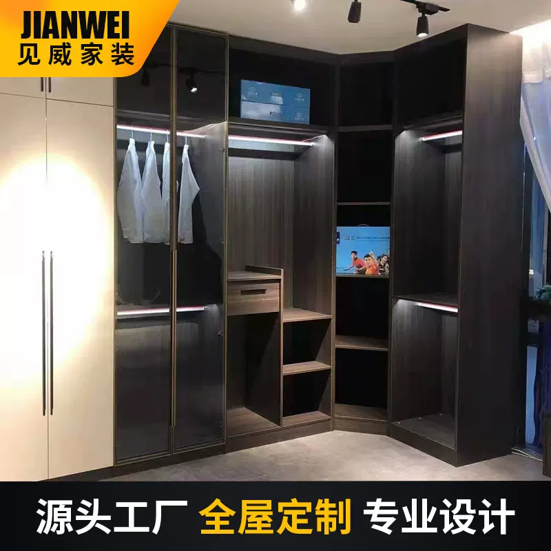 全屋衣柜定制家用卧室欧式平开衣柜全屋定做家具整体衣帽间柜子