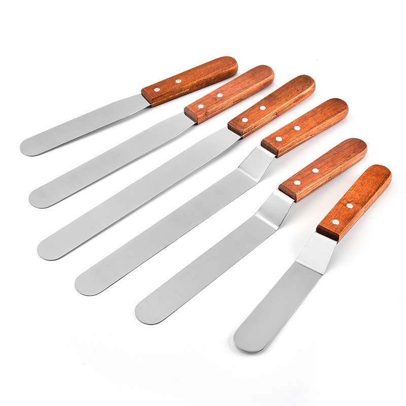 6 pulgadas 8 pulgadas beso recto de 10 pulgadas Qu beso espátula de acero inoxidable pastel de crema agitación raspador para hornear herramienta de desmoldeo de decoración